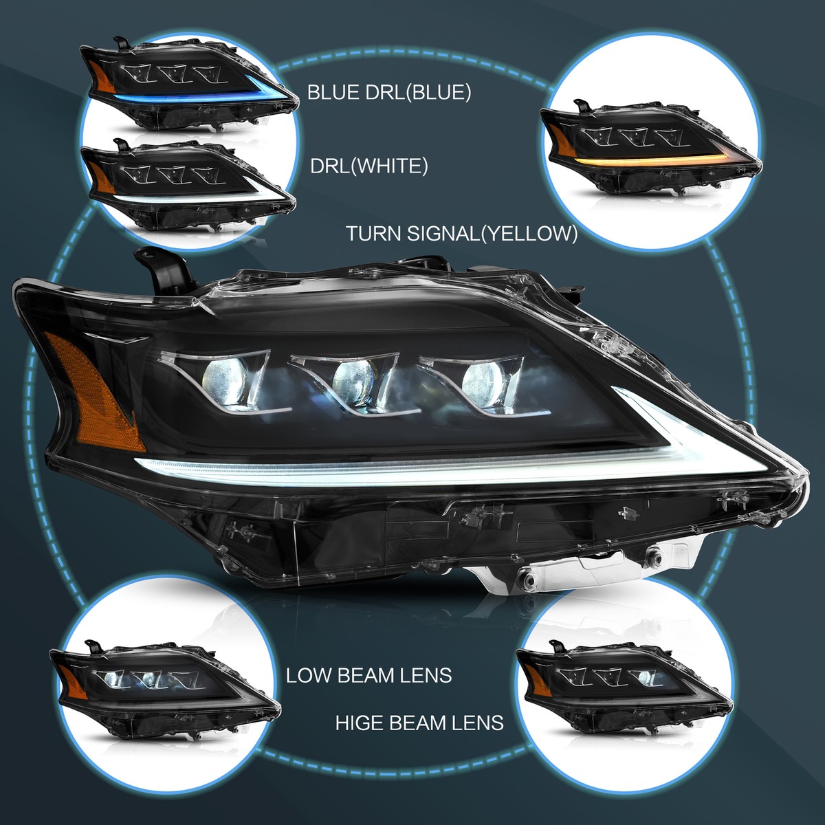 FULL LED Headlights for 2013-2015 Lexus RX 350 450H w