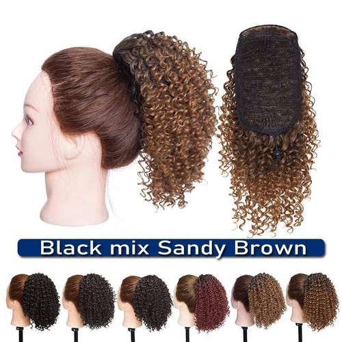 Afro Short Kinky Curly Ponytail Drawstring Puff Bun Clip In Hair Extensions Wave - Picture 17 of 18