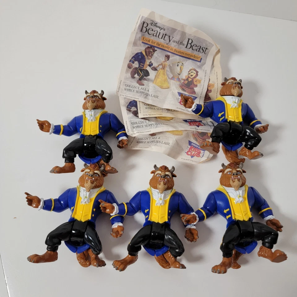 5 Juguetes de Colección '91 Disney Burger King Niños Bestia de La Bella y la Bestia Articulados  Foto 3 de 4