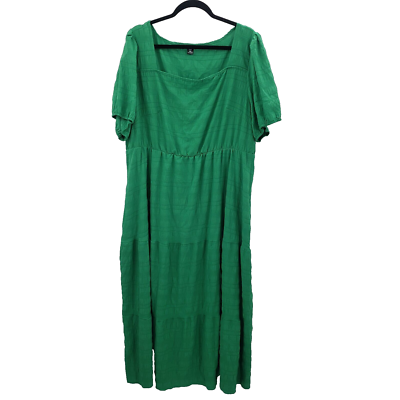 Womens 4XL Kelly Green Tiered Maxi Dress Plus Size Gauze Textured Summer  Shein | eBay