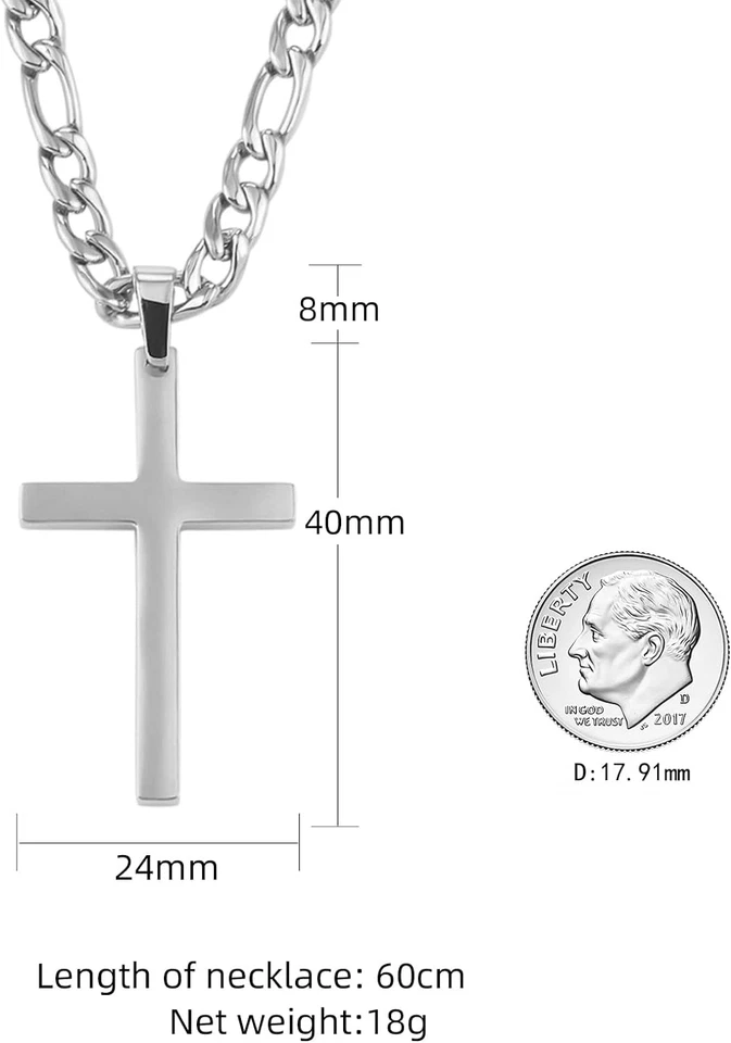 Collar Cruzado para Hombre - Acero Inoxidable Plata/Oro Foto 2 de 4