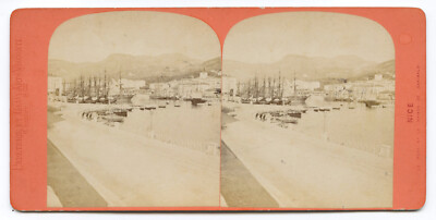 STEREOFOTO Le Port NICE Papeterie Bx-Arts Visconti ALBUM STEREOVIEW ca. 1870