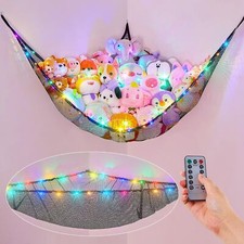 Stuffed Animals Net or Hammock with LED Light Hanging Toy Net Hammock for Stu...