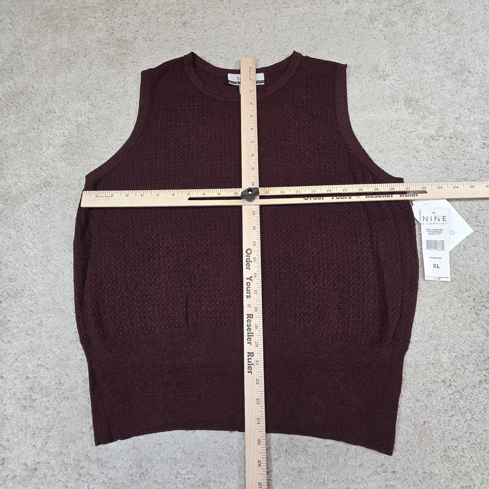 NINE & COMPANY Mujer Pullover Suéter Chaleco Borgoña X-Grande NUEVO Foto 3 de 4