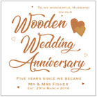 Personalised 5th Wooden Wedding Anniversary Card Husband Wife Special Couple