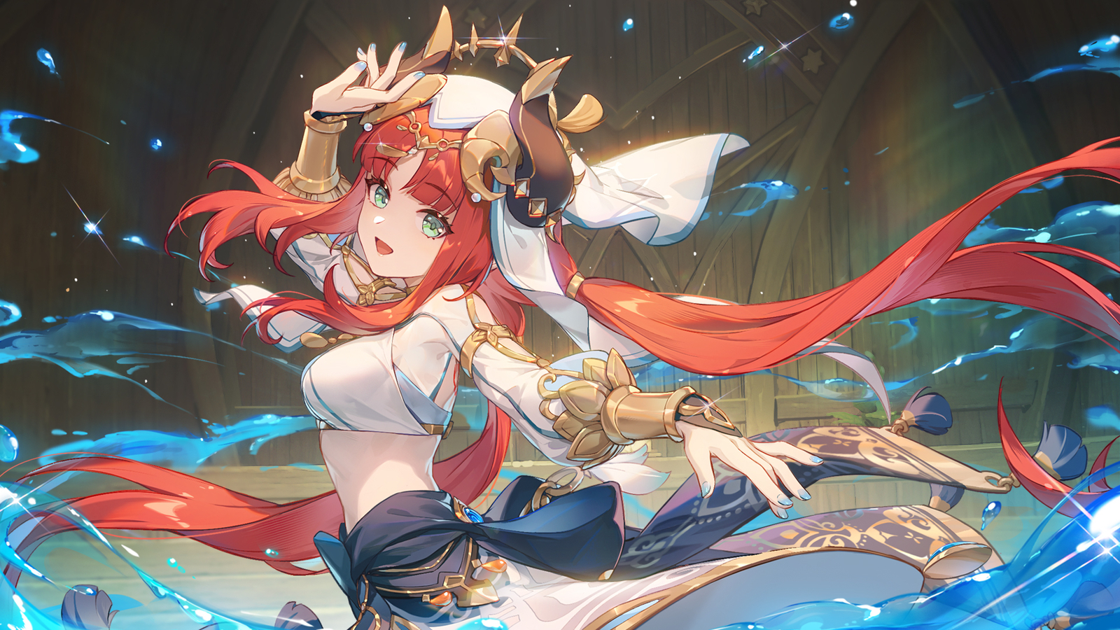Anime genshin impact artwork nilou girls blue eyes Playmat Gaming Mat Desk