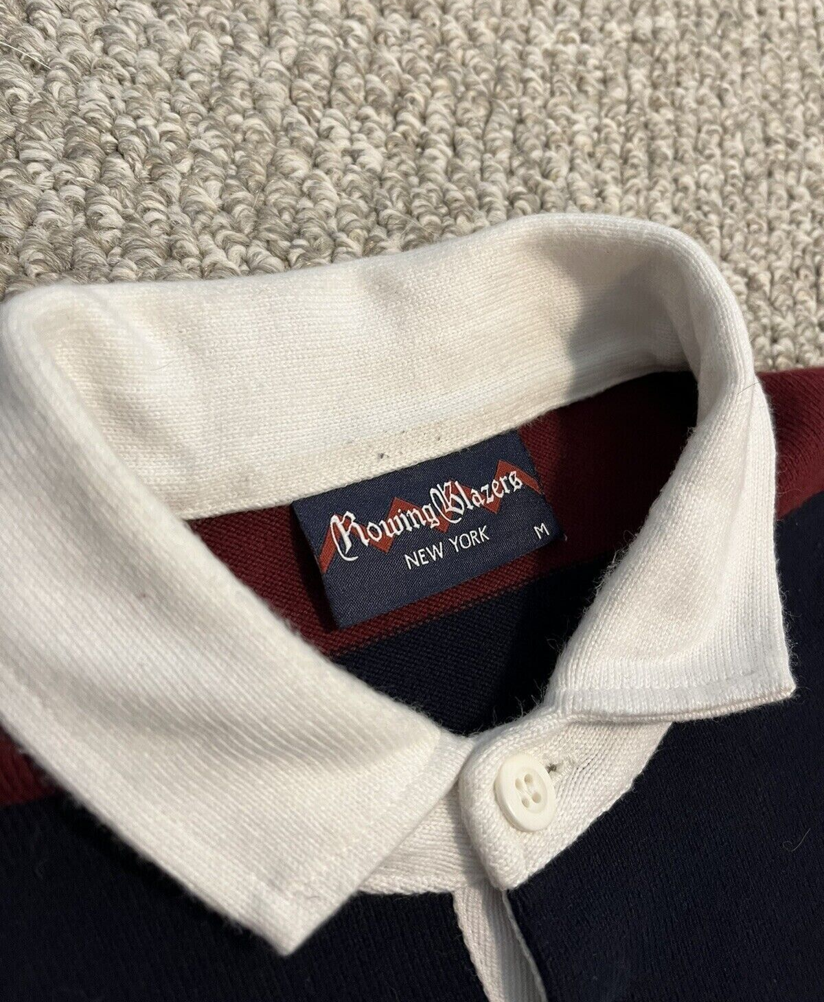 FILA Blazers da canottaggio maglia rugby a righe blu navy marrone SUPER PESANTE RUGBY taglia M