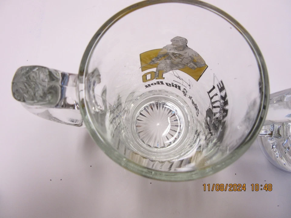 Dos tazas de cerveza de vidrio vintage de los años 90 Elby's Big Boy Pittsburgh Penguin 12 oz Foto 4 de 4
