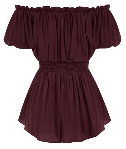 Corset Tops for Women Renaissance Shirt Peasant Blouses Pirate Shirt Burgundy... - Picture 2 of 9