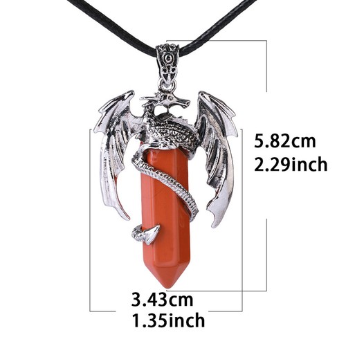 Unisex Assorted Ore Crystal Hexagonal Healing Necklace DIY Gothic Dragon Pendant - Picture 2 of 27