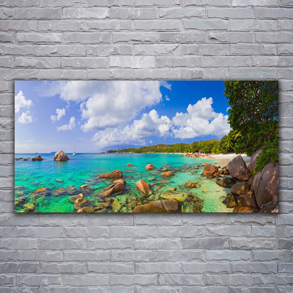 Tableau mer et nature en verre acrylique 120x60 cm pour decoration salon moderne