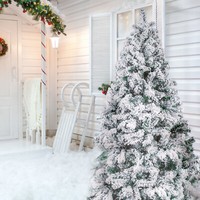 5FT 6FT 7FT Christmas Tree Xmas Pine Tree w/ Pine Cones & Berries, w/ LED Lights