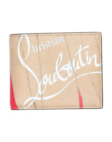 100% AUTHENTIC NEW MEN CHRISTIAN LOUBOUTIN KRAFT COIN CARD BIFOLD WALLET/CASE