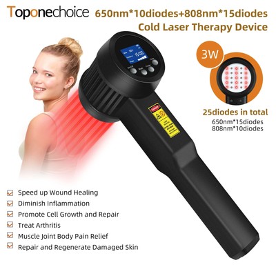 Cold Laser Therapy Device for Pain Relief Wound Healing 808nm*10+650nm*15 3W