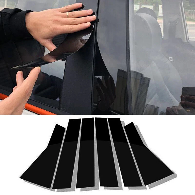 Juego de 6 postes de pilar negros aptos para KIA Optima 2016-20 kit de cubierta de piano para molduras de puerta Foto 2 de 4