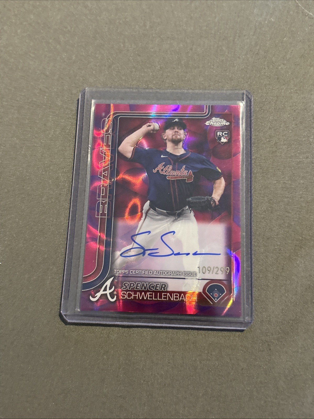 SPENCER SCHWELLENBACH 2025 TOPPS CHROME ROOKIE MAGENTA PURPLE AUTO /299