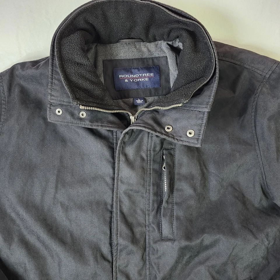 Roundtree & Yorke Black Water Resistant Full Zip Jacket Coat Mens Size L - Image 4 of 4