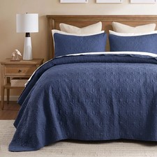 Madison Park Quebec 3-piece Reversible Bedspread Set Navy Full Double NEW