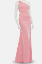 Ieena for Mac Duggal Women's Pink One-Shoulder Jersey Mermaid Gown Dress Size 12
