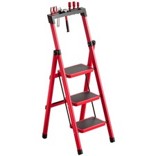 3 Step Ladder Wide Pedal Anti Slip Feet 150kg Capacity Folds 2.4in Thick 