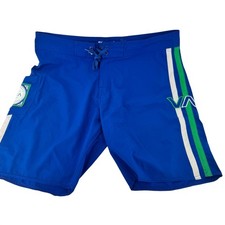RVCA Board Shorts Blue White Green Stripes Artist Network Program Size 34