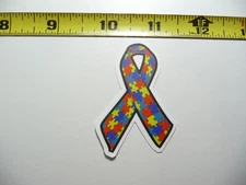AUTISM SUPPORT SMALL STICKER DECAL NICE RIBBON OF PUZZLE PIECES AWARENESS