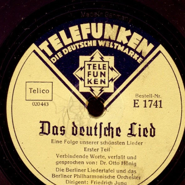 BERLINER LIEDERTAFEL "Das deutsche Lied" im orig. Cover, Schellackplatte G4729 - Bild 2 von 4