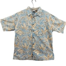 Ocean Pacific Hawaiian Shirt Vintage 80s Mens Blue Tropical Floral Leaf XL
