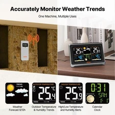 Weather Station Indoor Outdoor  7.5 in Large Color Display  Wireless Digital