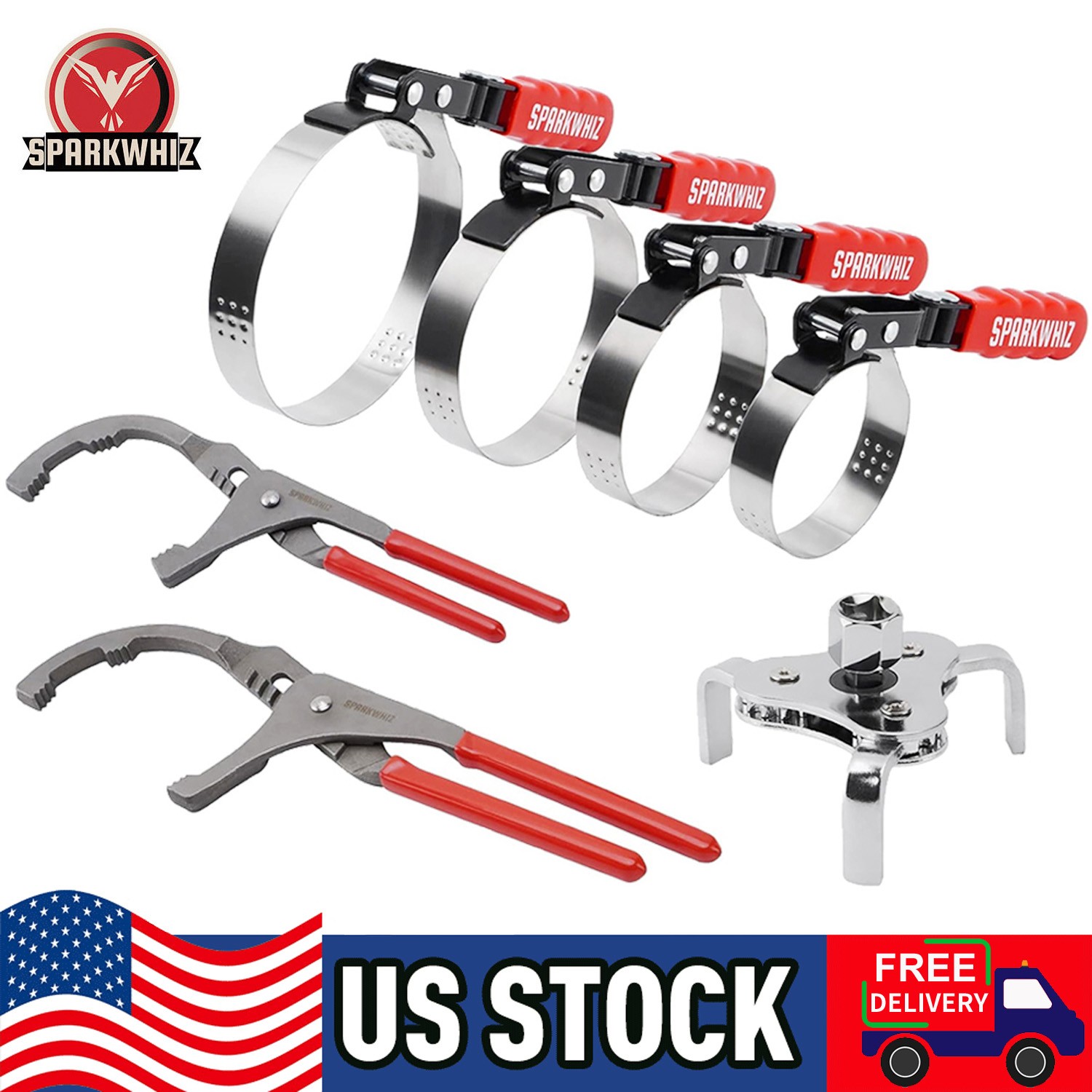 SPARKWHIZ 7 IN 1 Oil Filter Wrench Set Oil Filter Removal Tool 2-3/4" 5-1/4"