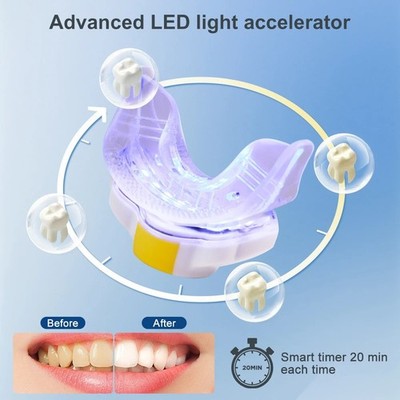 8-LED Rechargeable Two lighting mode Teeth Whitening Light Accelerator With Tray