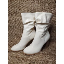 White Block High-Heeled Boots for Women's 10 New Style Pile Up Fashion Boots