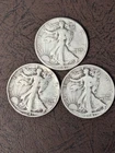 Liberty Walking Half Dollars 90% Silver Lot Of 3 1941-P, 1941-D, 1941-S
