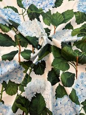 Oscar de La Renta Dress Deadstock Fabric Floral Cotton Satin Blue Hydrangea