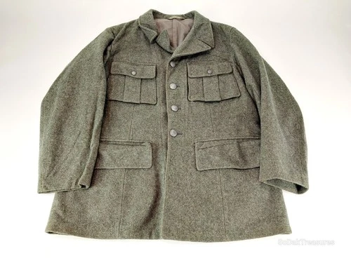 Vintage Swedish Army Military Size S/M WWII Field Coat Jacket Gray Wool 1944