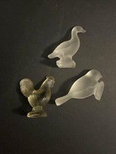 3 Vtg Frosted Glass Animal Figurines duck bird rooster