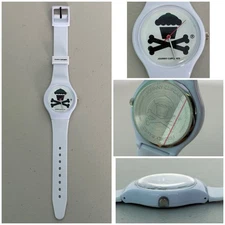 Vintage Johnny Cupcakes White Crossbones Watch Original Rubber Band New No Box
