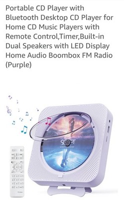 Portable CD Player with Bluetooth CD Music Players-NEW-PURPLE