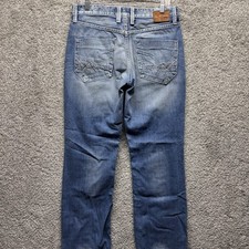 BKE Jeans Mens 32x31 Tyson Blue Relaxed Fit Straight Denim Distressed Grunge