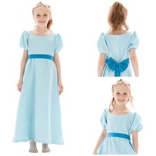 Peter Pan Wendy Darling Cosplay Costume Halloween Sky Blue Dress Kid &Adult