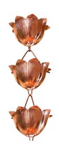 Monarch Rain Chains Pure Copper Lotus Rain Chain, 8.5 ft Decorative Rain Catc...