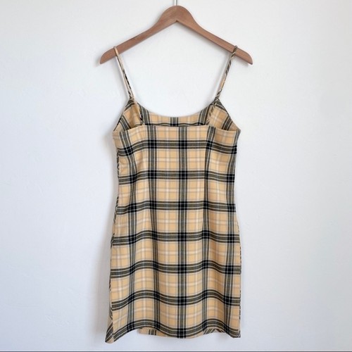 Forever 21 Mini Abito Giallo Plaid Spaghetti Strap Anni 90 Clueless - Foto 4 di 6