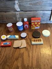 Lot Of 13 Wooden Pantry Play Food Products Melissa Doug Vtg