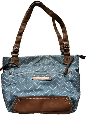 Lily Bloom Purse Shoulder Bag Blue Broken Zig Zag Chevron