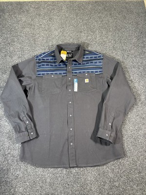 CARHARTT Montana Rugged Flex Relaxed Fit Corduroy Snap Shirt Men's Size XL Tall