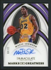 2021-22 MAGIC JOHNSON 22/49 AUTO PANINI IMMACULATE COLLECTION MARKS OF GREATNESS