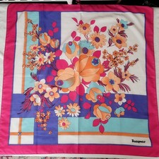 Vintage Jacqmar Pink Floral Scarf 30" x 30"