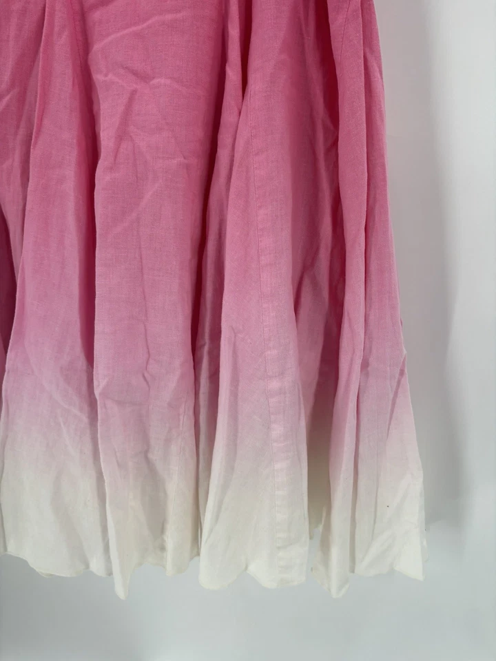 Banana Republic 裙子女式中号粉色白色 Ombre Y2K 复古褶边 — 第 3/4 张图片