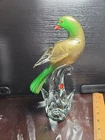 Formia Vetri Di MURANO Italy Art Glass Green Gold Flecks Parrot Bird Of Paradise