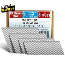 16 Gauge Angled Finish Nails 304 Stainless Steel (1-1/4", 1-1/2", 2", 2-1/2"....